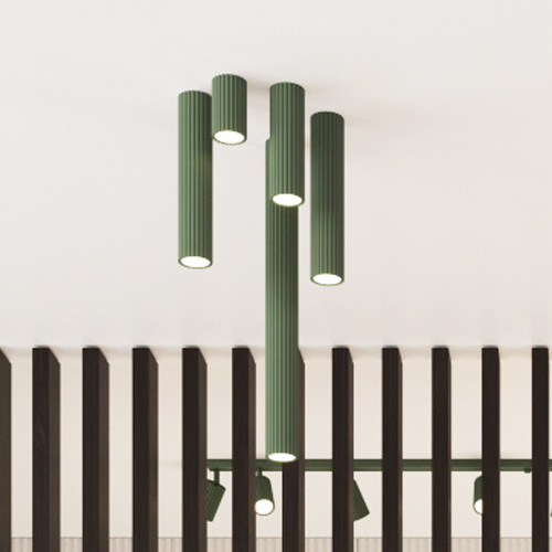Plafonnier en aluminium cannelé 10 cm vert olive - Karbon
