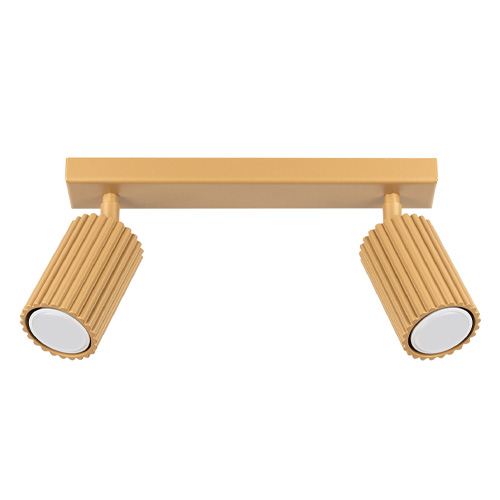 Plafonnier linéaire en aluminium cannelé 2 ampoules or - Karbon