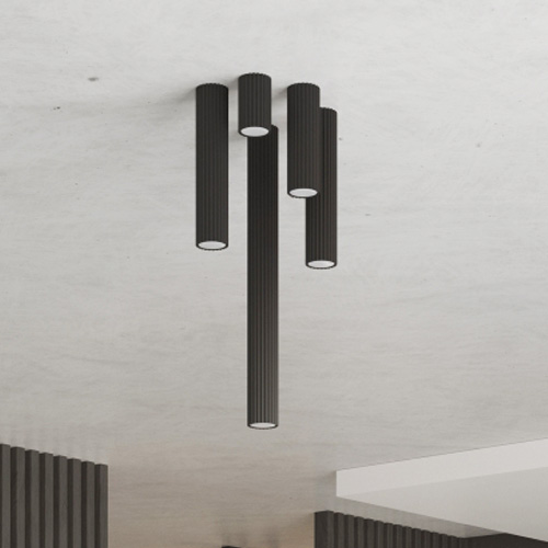 Plafonnier en aluminium cannelé 20 cm noir - Karbon