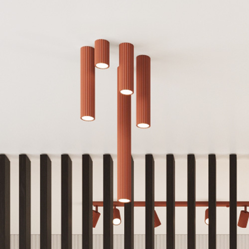 Plafonnier en aluminium cannelé 20 cm terracotta - Karbon