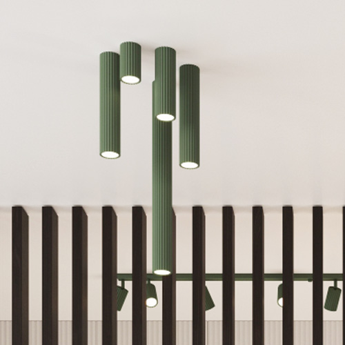 Plafonnier en aluminium cannelé 20 cm vert olive - Karbon