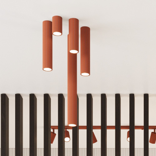 Plafonnier en aluminium cannelé 30 cm terracotta - Karbon