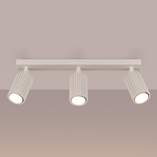 Plafonnier linéaire en aluminium cannelé 3 ampoules beige - Karbon