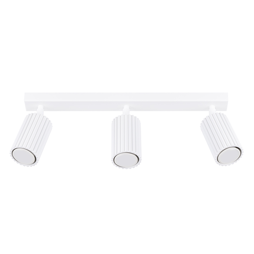 Plafonnier linéaire en aluminium cannelé 3 ampoules blanc - Karbon