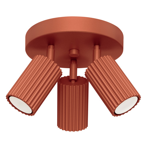 Plafonnier circulaire en aluminium cannelé 3 ampoules terracotta - Karbon