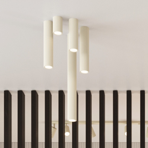 Plafonnier en aluminium cannelé 40 cm beige - Karbon