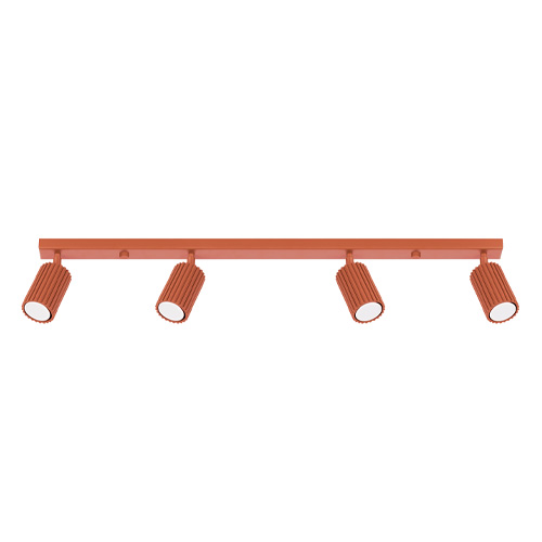 Plafonnier linéaire en aluminium cannelé 4 ampoules terracotta - Karbon