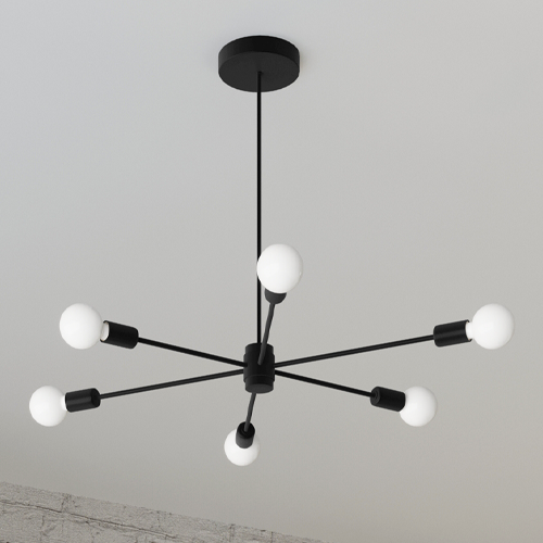 Suspension circulaire en métal noir 3 ampoules - Lango