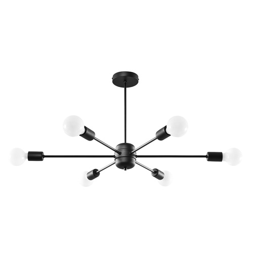 Suspension circulaire en métal noir 6 ampoules - Lango