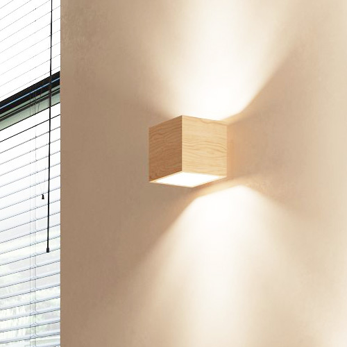 Applique cubique en bois naturel - Quad
