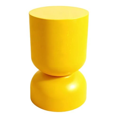 Bout de canapé en résine jaune brillant Ø31 cm - Tilda