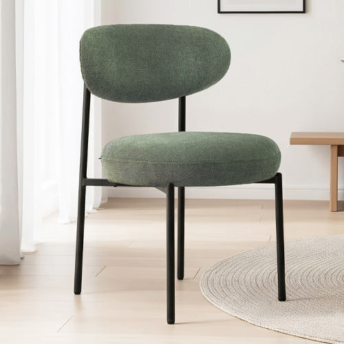 Lot de 2 chaises de salle à manger en tissu chenille vert - Orla
