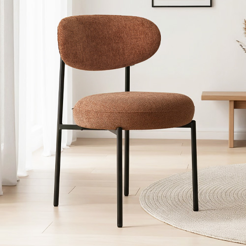 Lot de 2 chaises de salle à manger en tissu chenille terracotta - Orla