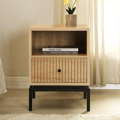 Lot de 2 tables de chevet 1 tiroir effet bois 40 cm - Talia