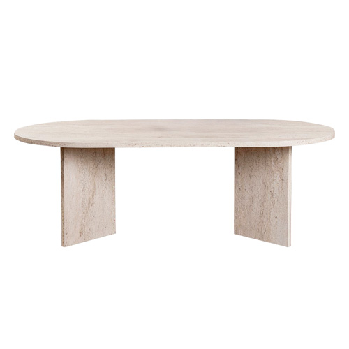 Table basse ovale effet travertin 119 cm - Orane