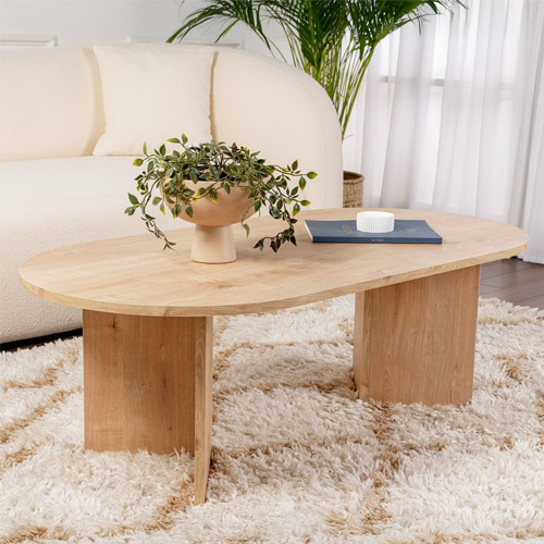 Table basse ovale effet Chêne 119 cm - Orane