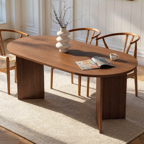 Table à manger ovale effet Noyer 180 cm - Suna