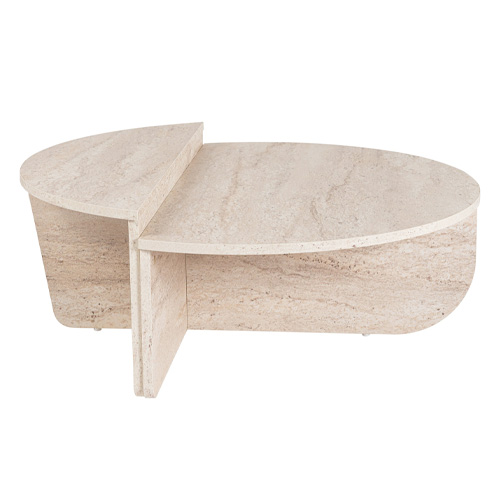 Table basse modulable ronde effet travertin Ø90 cm - Selma