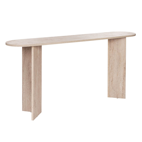Console ovale effet travertin 150 cm - Malva