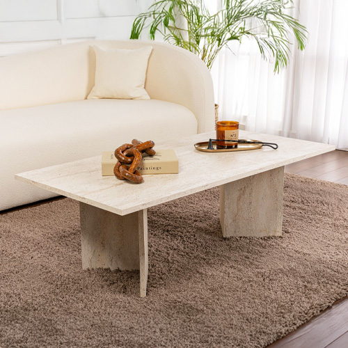 Table basse rectangulaire effet travertin 119 cm - Taona