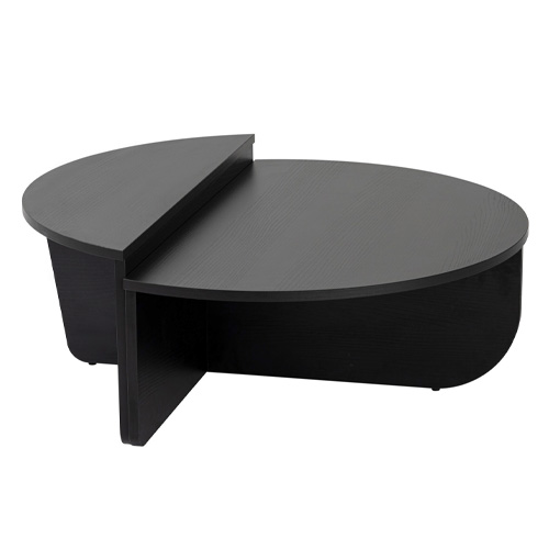 Table basse modulable ronde effet bois noir Ø90 cm - Selma