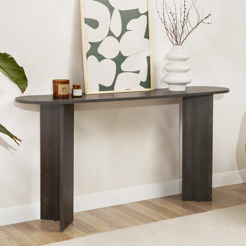 Console ovale effet bois noir 150 cm - Malva