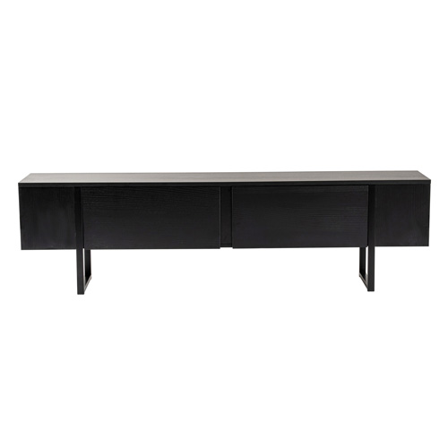 Meuble TV 2 portes noir 180 cm - Tessa