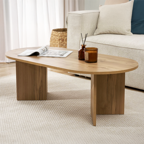 Table basse ovale effet Chêne 119 cm - Orane