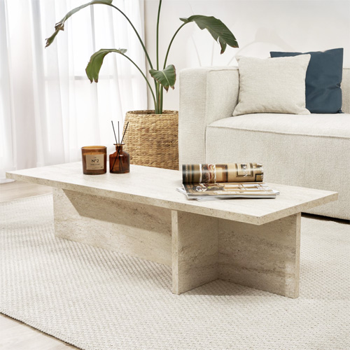 Table basse rectangulaire effet travertin 120 cm - Arden