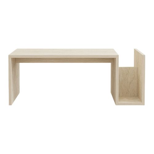 Table basse rectangulaire 2 niches effet travertin 87 cm - Neris