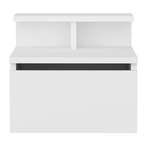 Table de chevet suspendue 1 porte blanche 40 cm - Mara