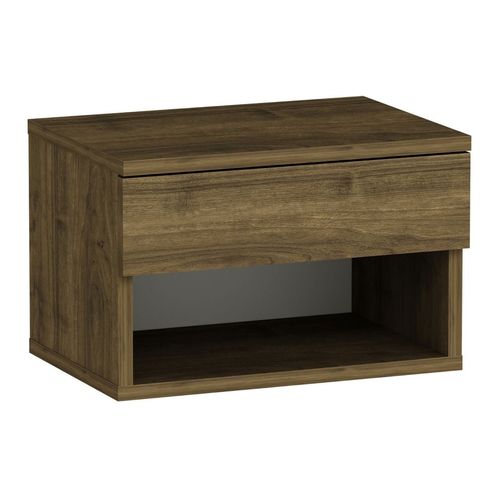 Table de chevet suspendue 1 tiroir 1 niche effet noyer 45 cm - Cosenza