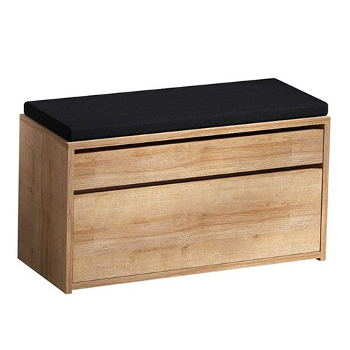 Ensemble banc d'entrée et patère murale effet chêne - Lugo