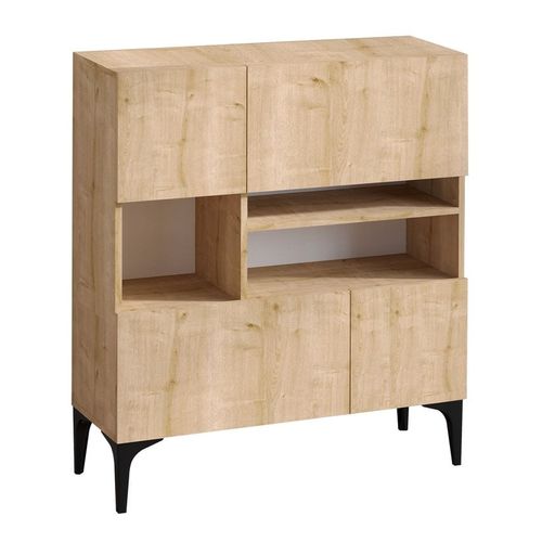 Buffet 4 portes effet chêne 100 cm - Anela