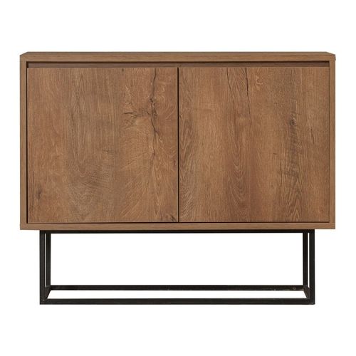 Buffet / Meuble d'entrée 2 portes effet Noyer 90 cm - Corfu