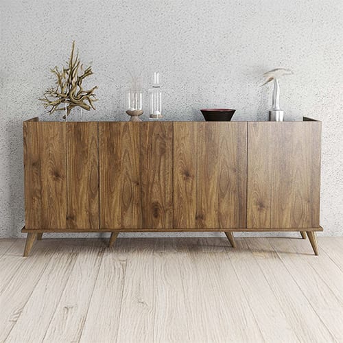 Buffet 4 portes effet noyer 180 cm - Tomar