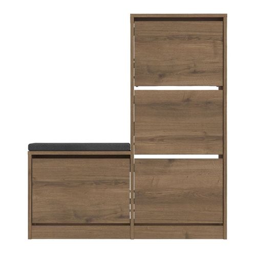 Meuble à chaussures 4 portes avec banc effet bois foncé 105 cm - Kira