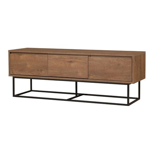 Meuble TV 3 tiroirs effet noyer 140 cm - Nerio