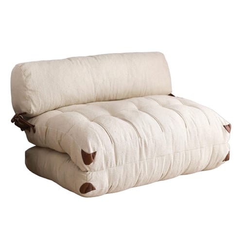 Chauffeuse convertible 2 places en tissu teddy beige - Lucho