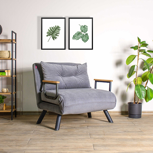 Fauteuil convertible avec dossier réglable en tissu gris - Enea