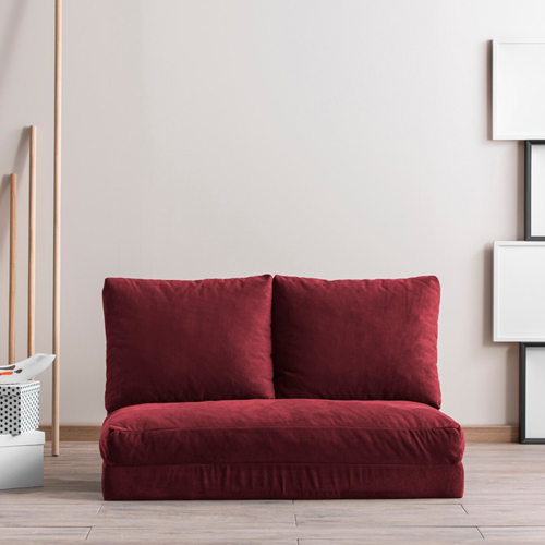 Canapé convertible 2 places en tissu bordeaux - Vico