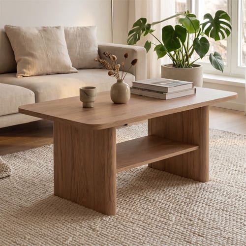 Table basse 1 niche effet bois 90 cm - Luis