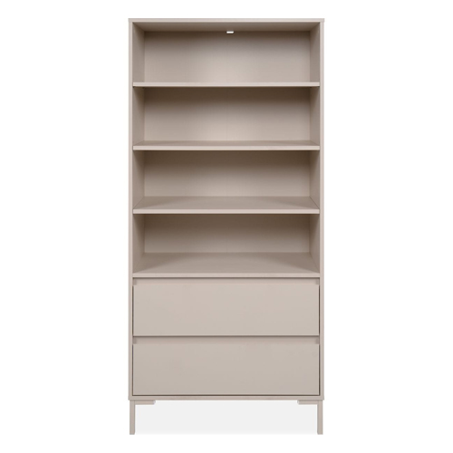 Bibliothèque 2 tiroirs 4 niches beige 78 cm - Ronda
