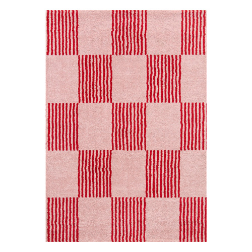 Tapis rétro damniere rouge 200x280 cm - Pop Vibes