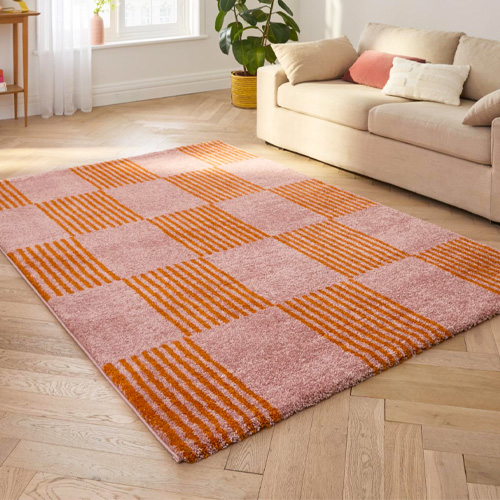 Tapis rétro damniere orange 160x230 cm - Pop Vibes
