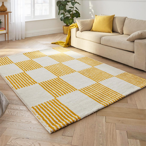 Tapis rétro damniere jaune 160x230 cm - Pop Vibes