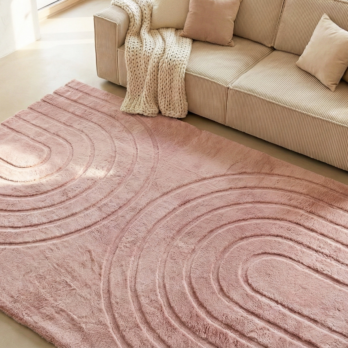 Tapis motif géométrique rose 160x230 cm - Arctic Glow