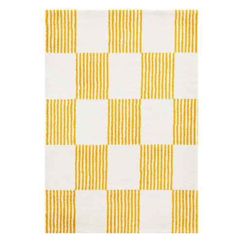 Tapis rétro damniere jaune 80x140 cm - Pop Vibes
