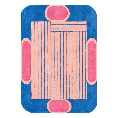 Tapis en laine motif géométrique bleu 200x290 cm – tissé main - Color Lines