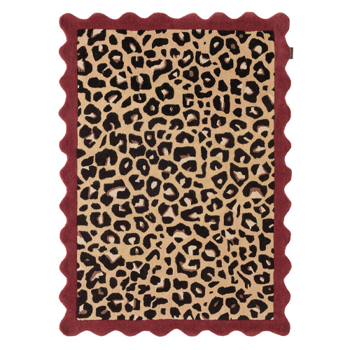 Tapis en laine léopard rouge 200x290 cm – tissé main - Sauvage